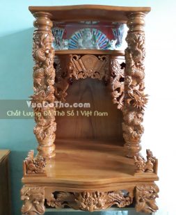 Bàn thờ thần tài ông địa ngang 68 đèn điện tử cột rồng mây