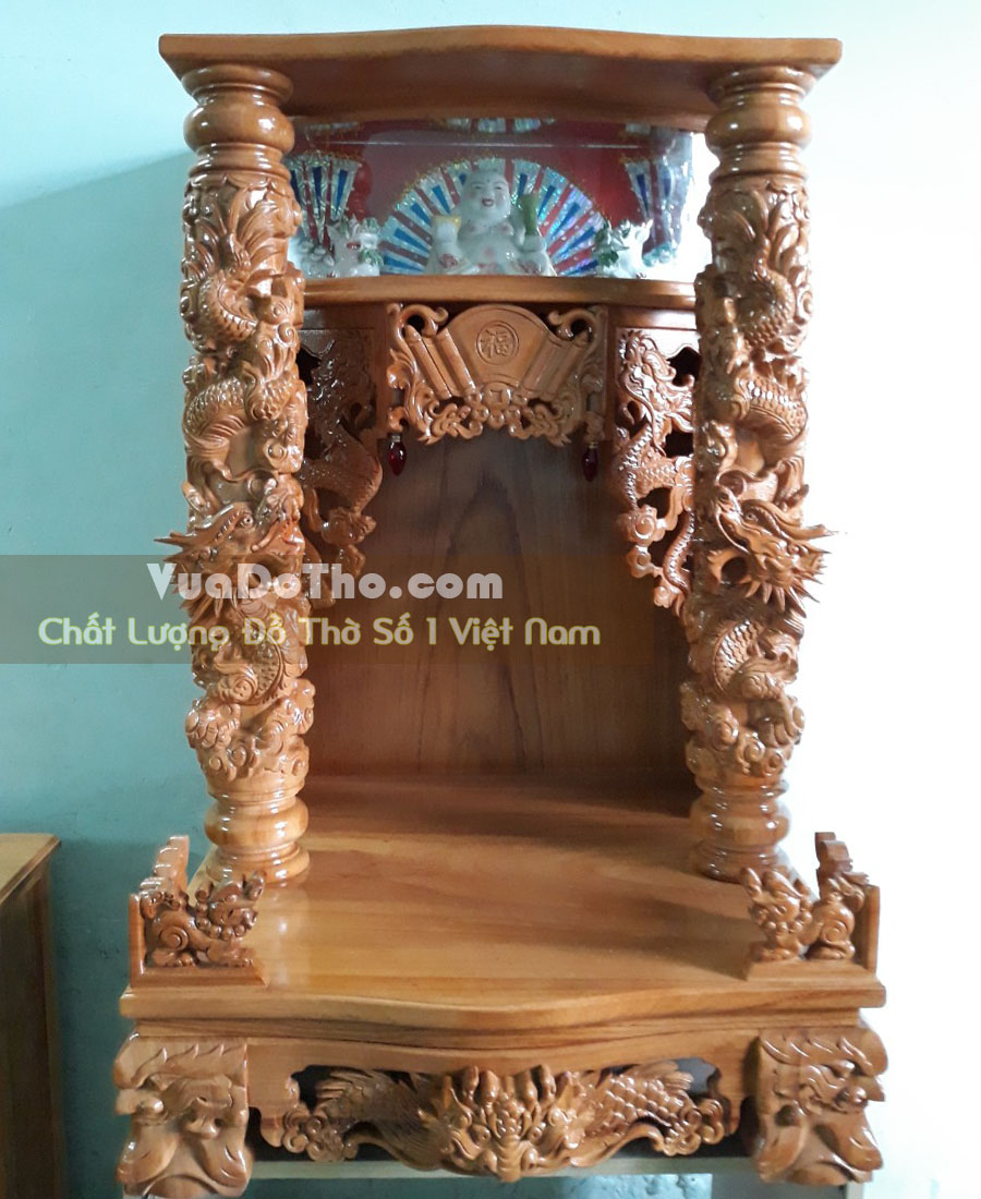 Bàn thờ thần tài ông địa ngang 68 đèn điện tử cột rồng mây