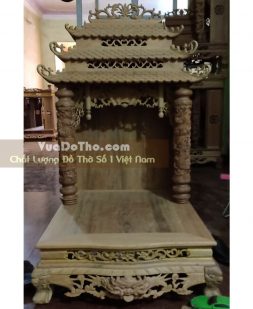 Bàn thờ thần tài ông địa 3 mái ngói tầng gỗ hương đẹp